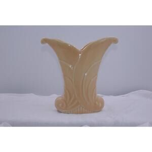 Vintage Art Deco Era Pottery Vase – Elegant Peach Color Ceramic Vase